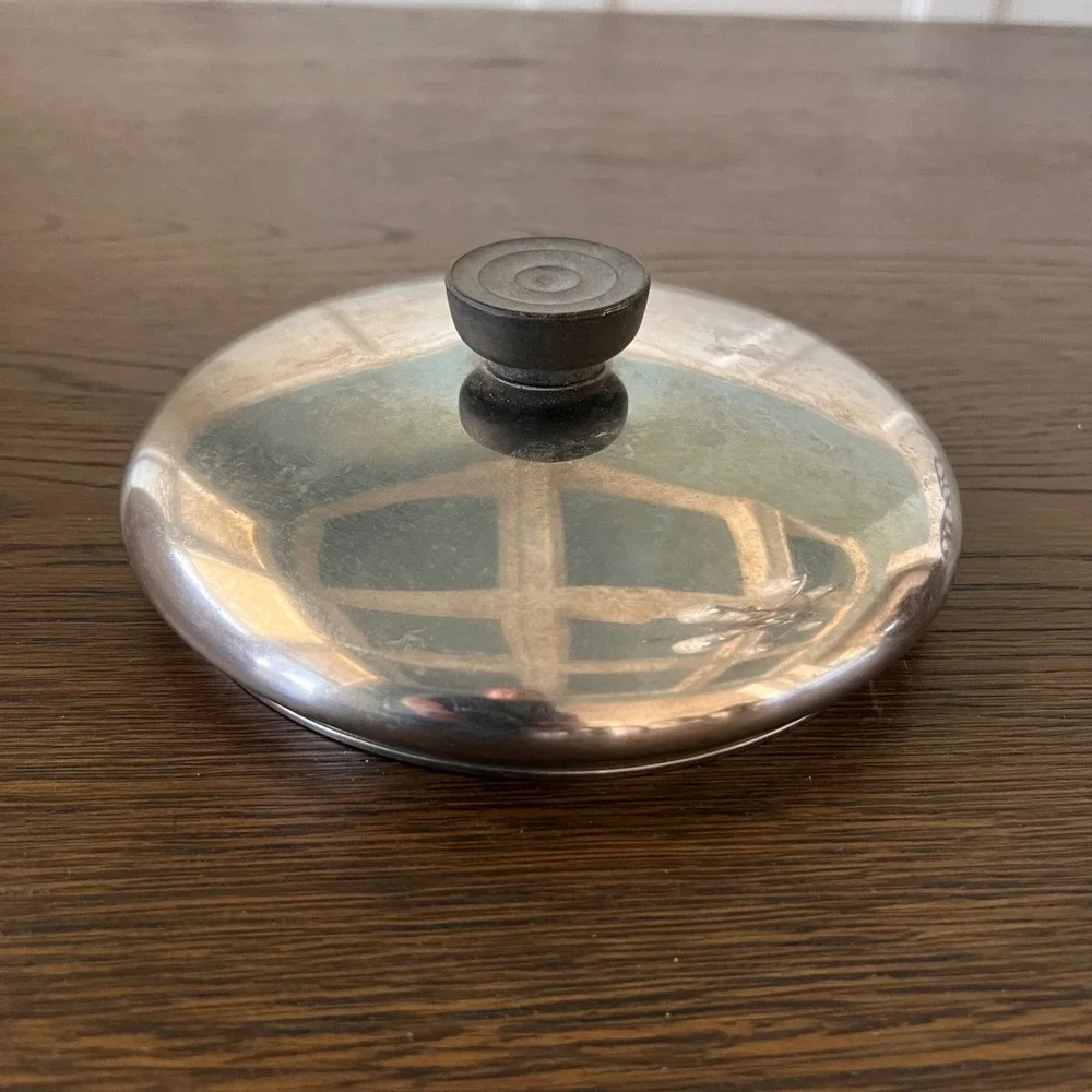 Vintage Revere Ware Stainless Steel Replacement Pot Lid Black Bakelite Knob‎ 7